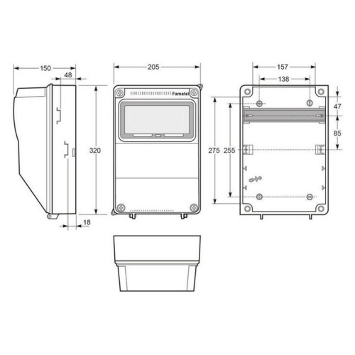 Zásuvková skříň Famatel ZSF V390 IP54 jištěná s chráničem