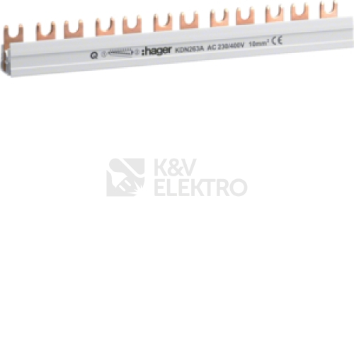 Propojovací lišta Hager KDN263A 2F 12modulů 10mm2
