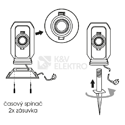 Obrázek produktu Venkovní zásuvkový sloupek Ecolite UFON 24 XHWS-F06 2x zásuvka + časovač/spínací hodiny 24h IP44 2