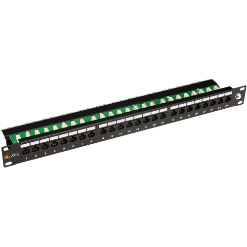 Patch panel Solarix SX24L-6-UTP-BK 24x RJ45 CAT6 UTP 1U s vyvazovací lištou