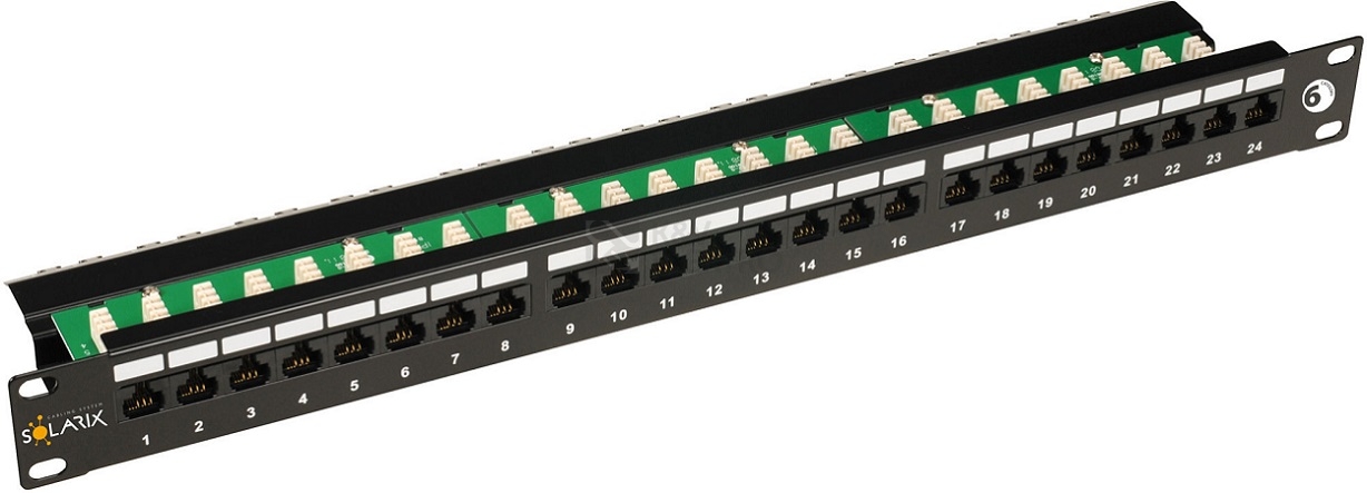 Obrázek produktu Patch panel Solarix SX24L-6-UTP-BK 24x RJ45 CAT6 UTP 1U s vyvazovací lištou 0