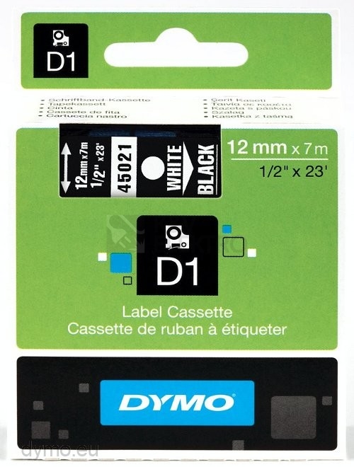 Obrázek produktu Páska do štítkovače Dymo 45021 černá/bílá 12mm/7m S0720610 0