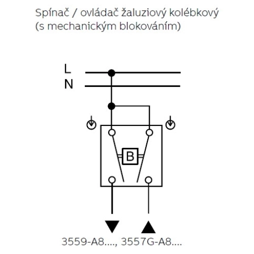 ABB Element,Time žaluziové tlačítko č.1/0+1/0 IP44 bílá/bílá 3558E-A88943 03 s blokováním (obrázek 3)