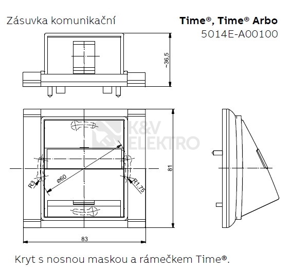 Obrázek produktu ABB Element kryt datové zásuvky kávová/ledová opálová 5014E-A00100 25 1