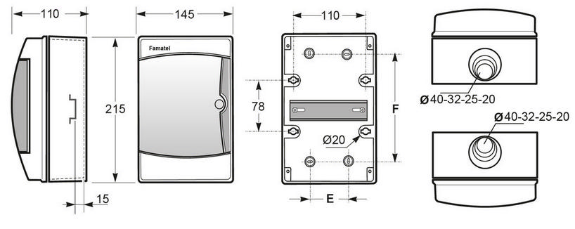 Rozvodnice na omítku Famatel 3904-T průhledné dveře 4M IP65 39041