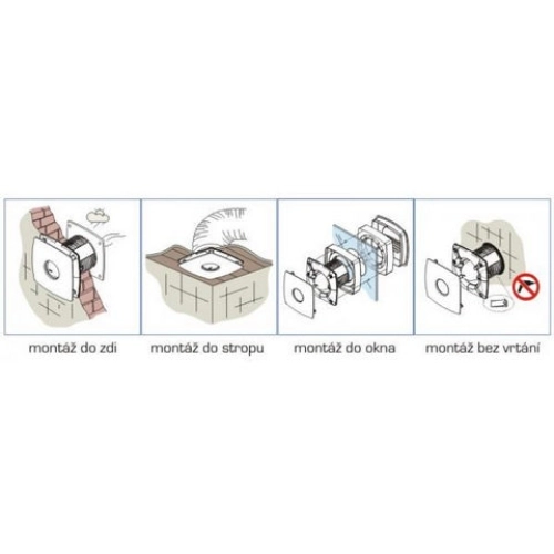 Axiální koupelnový ventilátor s časovým doběhem CATA X-MART 10 T INOX (obrázek 10)