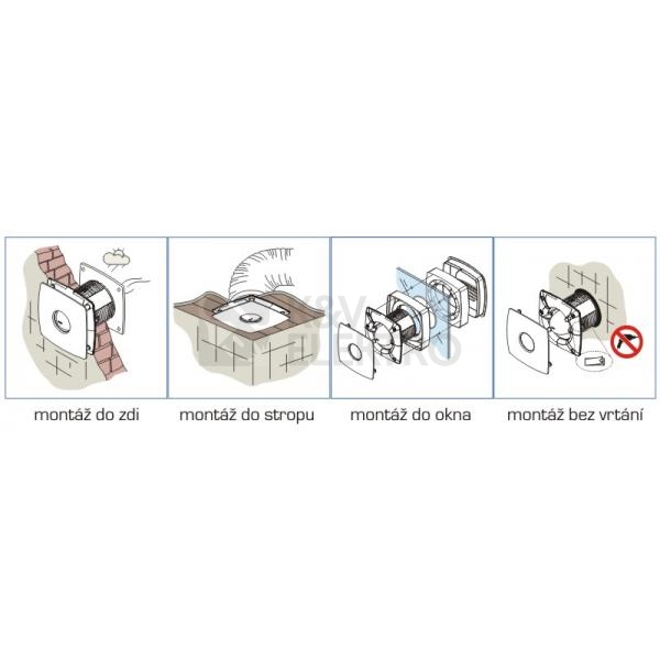 Obrázek produktu Axiální koupelnový ventilátor s časovým doběhem CATA X-MART 10 T INOX 9