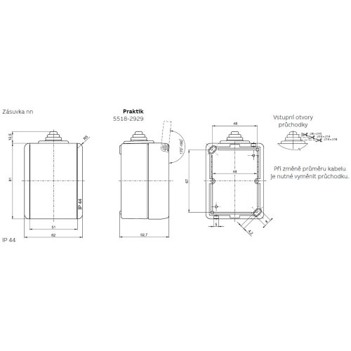 ABB Praktik zásuvka IP44 bílá 5518-2929 B s víčkem
