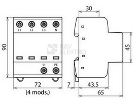 Obrázek produktu Svodič přepětí DEHNSHIELD 3P TN-S 4+0 2