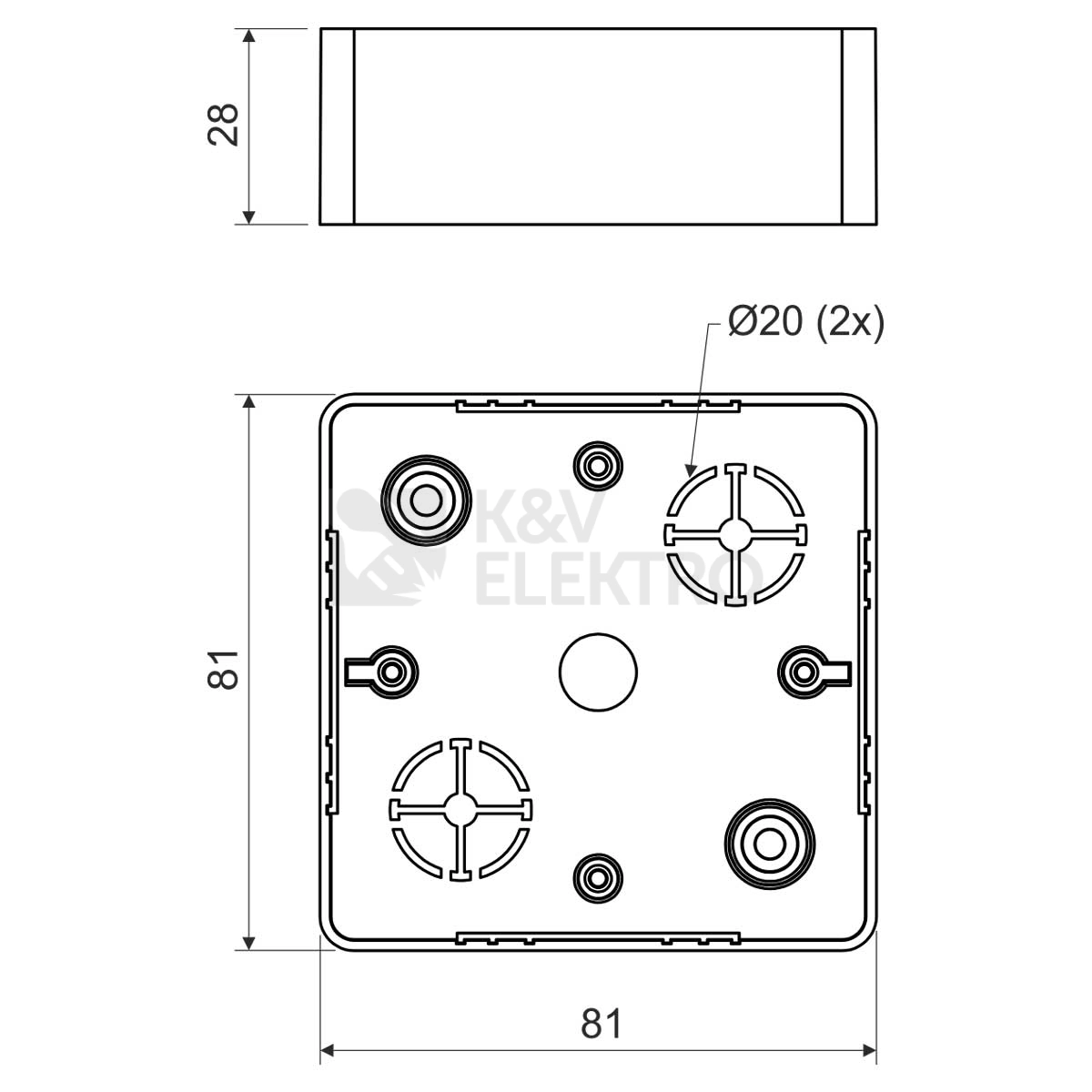 Obrázek produktu Krabice lištová KOPOS LK 80x28R/1 I2 tmavý dub 1