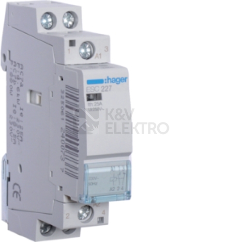 Instalační stykač hager ESC227 25A 1NO+1NC 230V