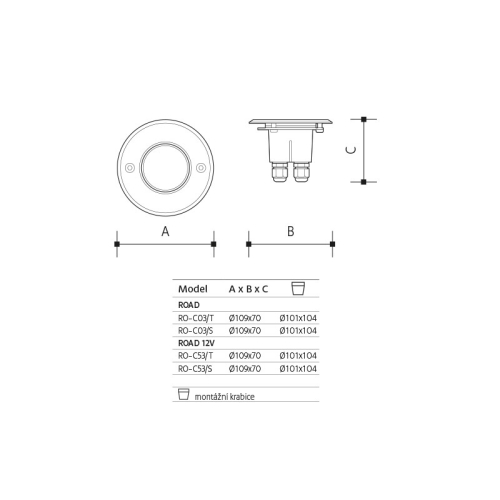 Nájezdové svítidlo Panlux ROAD 12LED studená bílá RO-C03/S