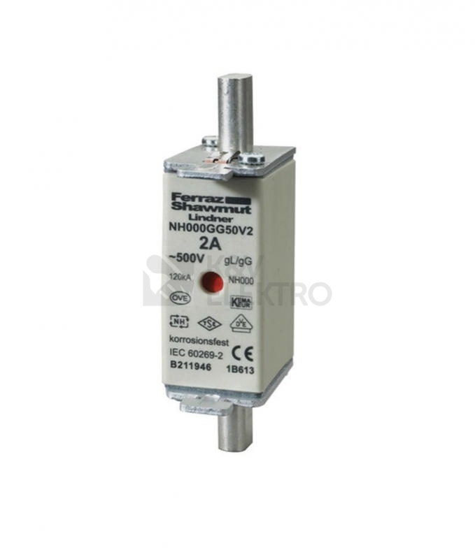 Obrázek produktu Nožová pojistka Mersen NH00/000 16A PN000 500V gL/gG NH000GG50V16 0