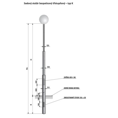 Sadový stožár bezpaticový třístupňový - typ K 4 AMAKO 0604013360