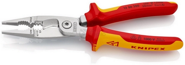Obrázek produktu Multikleště Knipex 13 86 200 elektroinstalační 200mm VDE 1000V 1