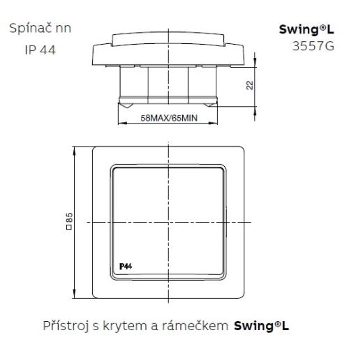 ABB Swing (L) tlačítko č.1/0 IP44 jasně bílá 3557G-A80940 B1 (obrázek 4)