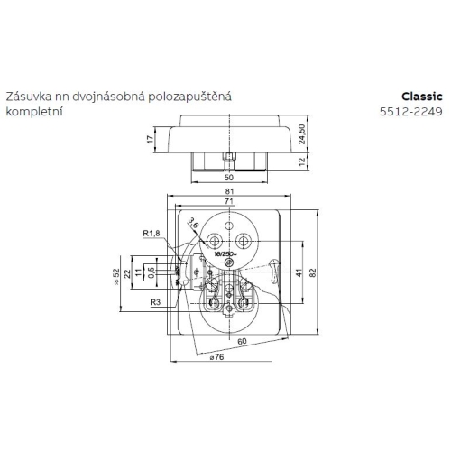 ABB Classic dvojzásuvka hnědá 5512-2249 H3 polozapuštěná