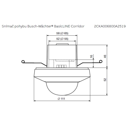 ABB čidlo pohybové Busch-Wächter BasicLINE Corridor bílá 6800-0-2519 (6818 U-500) 2CKA006800A2519