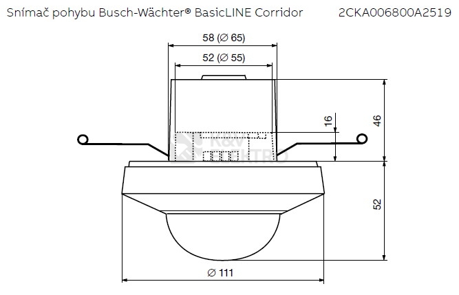 Obrázek produktu ABB čidlo pohybové Busch-Wächter BasicLINE Corridor bílá 6800-0-2519 (6818 U-500) 2CKA006800A2519 1