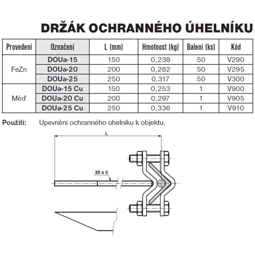 Držák ochranného úhelníku DOUa-25 TREMIS V300