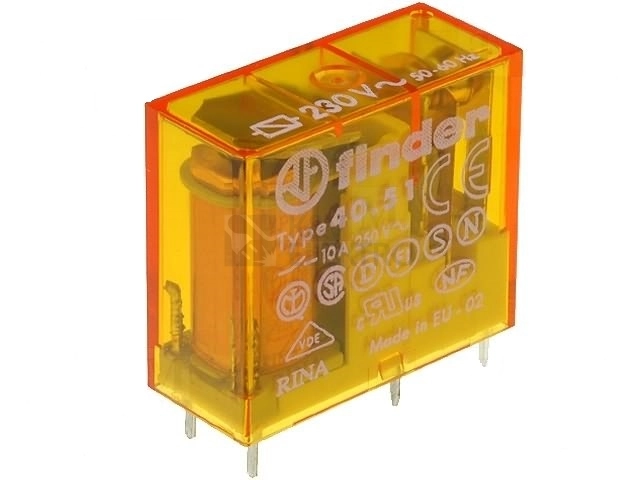 Obrázek produktu Spínací relé paticové Finder 1P (jednořadé) 10A 230VAC 40.51.8.230.0000 0