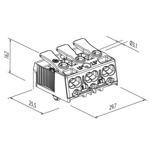 Svorkovnice pro svítidla Electro Terminal SLK 3/3 E-SCHR 3-pólová (N-E-L) 88167525 1000145 (obrázek 3)