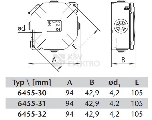 Obrázek produktu Krabice SEZ ACIDUR 5P/4mm2 IP54 6455-31 1