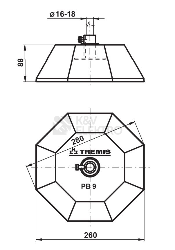 Obrázek produktu  Betonový podstavec 9kg PB9 TREMIS V535 1