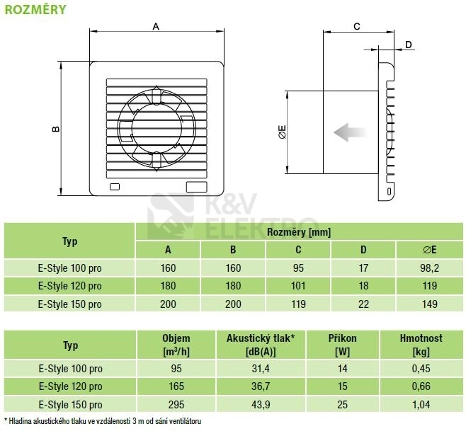 Obrázek produktu Axiální ventilátor do koupelny se zpětnou klapkou a časovým doběhem E-STYLE 120 PRO GT 1