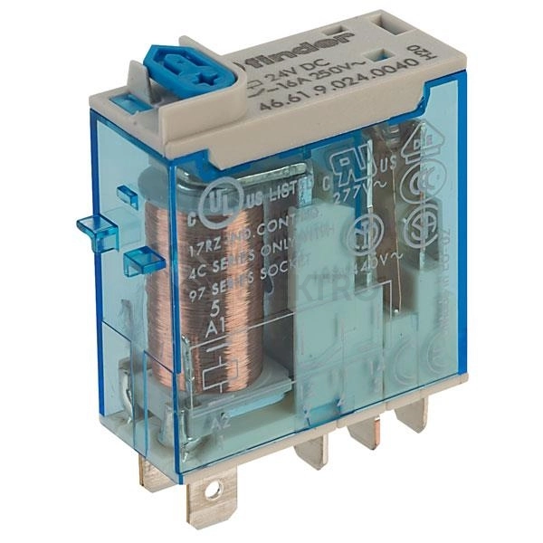Obrázek produktu Spínací relé paticové Finder 1P (jednořadé) 16A 24VDC 46.61.9.024.0040 0