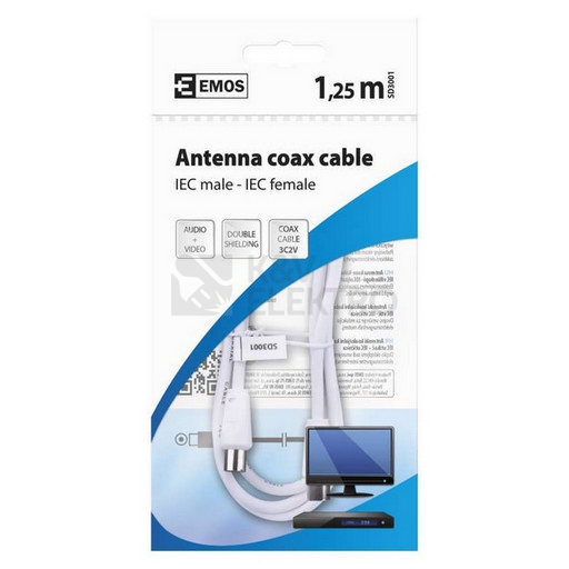 Obrázek produktu Anténní koaxiální kabel EMOS SD3001 1,25m rovné koncovky 1