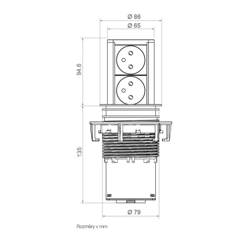 Výsuvný sloupek BACHMANN 928.007 Elevator 2 zásuvky 230V (obrázek 4)