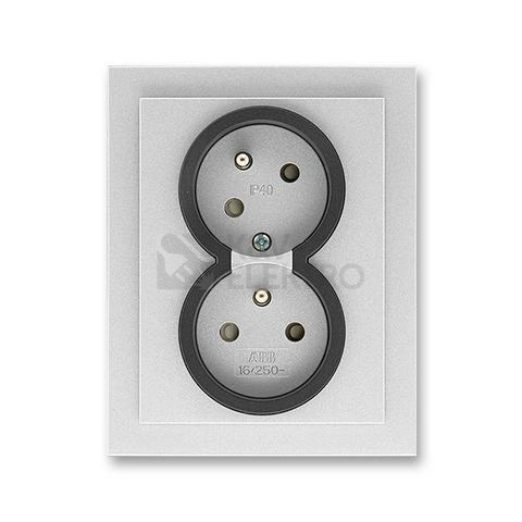 Obrázek produktu ABB Neo Tech dvojzásuvka titanová/onyx 5513M-C02357 72 s clonkami 0
