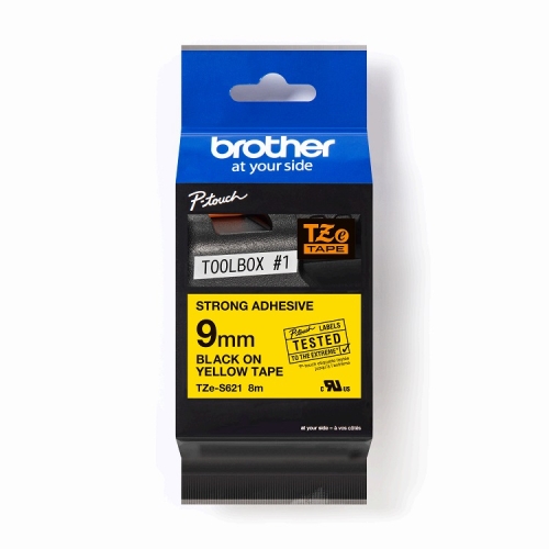 Páska do štítkovače Brother ProTape TZE-S621 vysoce přilnavá žlutá/černá 9mm 8m