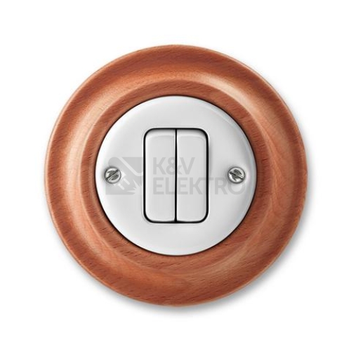 ABB Decento vypínač č.6+6 dvojitý bílá-porč. třešeň 3559K-C52345 52