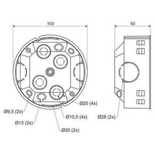 Elektroinstalační krabice KOPOS KOM 97 KA rozvodná s víčkem