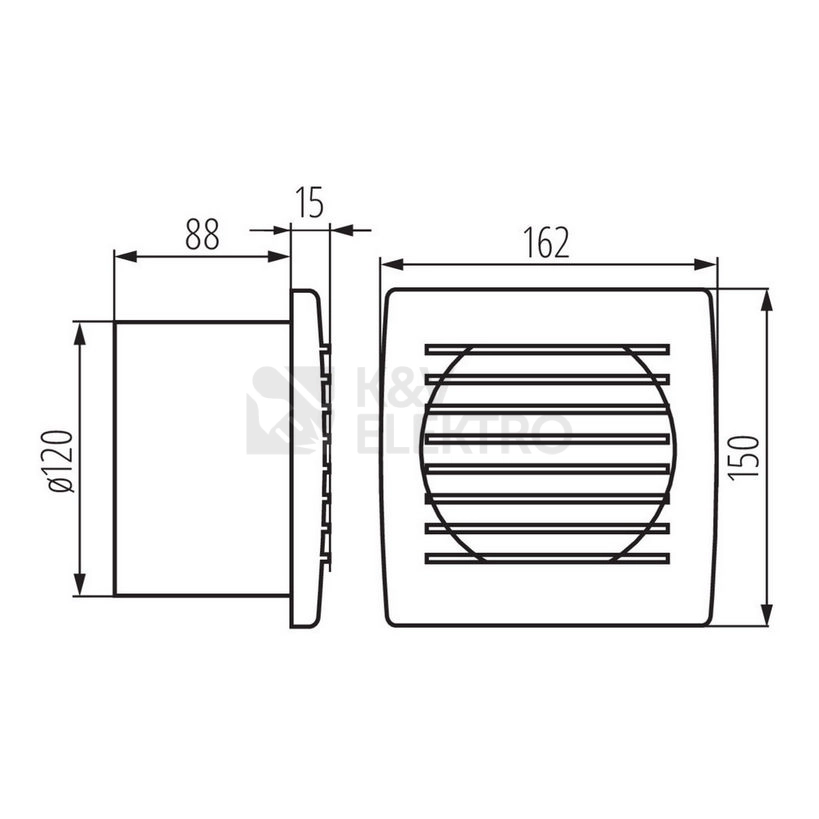 Obrázek produktu Axiální koupelnový ventilátor Kanlux CYKLON EOL120P 70942 s tahovým vypínačem 1