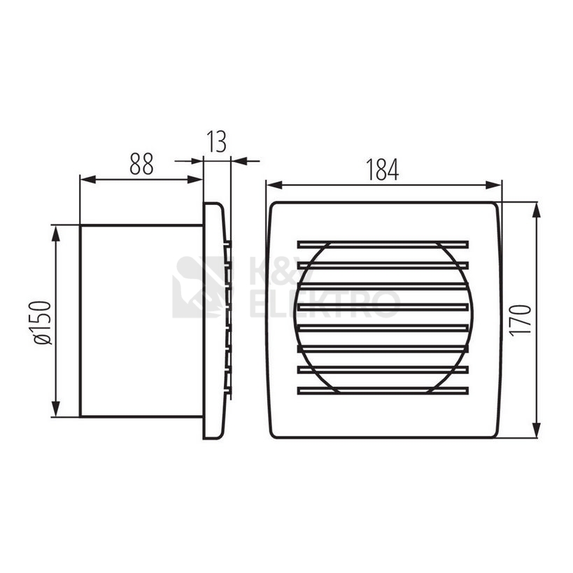 Obrázek produktu Axiální koupelnový ventilátor Kanlux CYKLON EOL150 70920 s tahovým vypínačem a flexo šňůrou 1