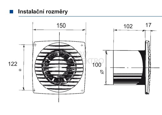 Obrázek produktu Axiální koupelnový ventilátor se zpětnou klapkou a časovým doběhem Blauberg BRAVO 100T 1