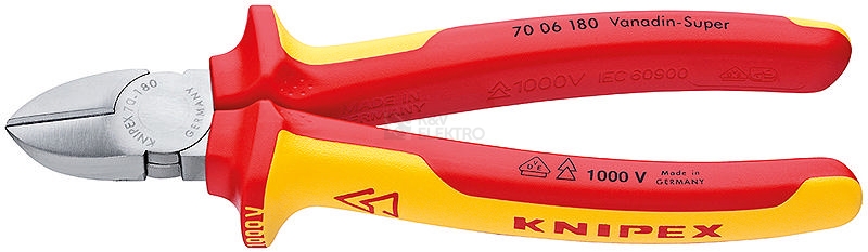 Obrázek produktu Štípací kleště Knipex 70 06 180 stranové 180mm VDE 1000V 0