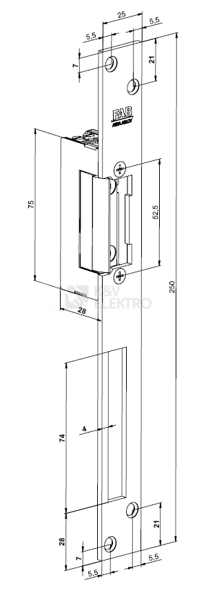 Obrázek produktu Elektrický zámek dveří FAB BEFO PROFI 0611 6-12V AC/DC, cívka D11 1