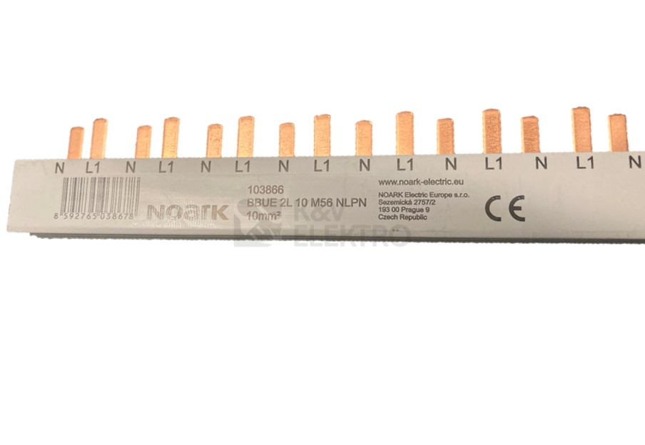 Obrázek produktu Propojovací lišta 1F+N 10mm2 NOARK BBUE 2L 10 M56 NLPN 18mm 103866 0