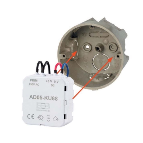 Napájecí zdroj ELEKROBOCK AD05-KU68 5V do krabice KU68