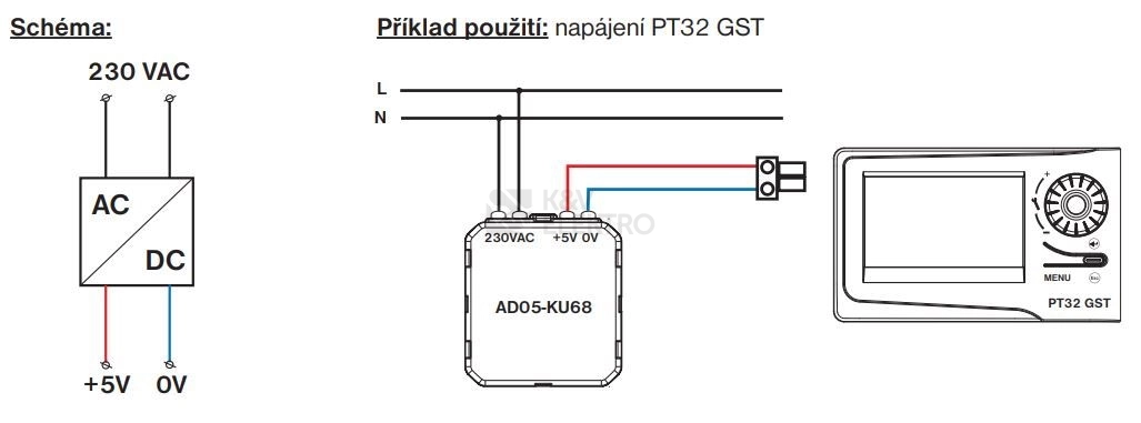 Obrázek produktu Napájecí zdroj ELEKROBOCK AD05-KU68 5V do krabice KU68 2