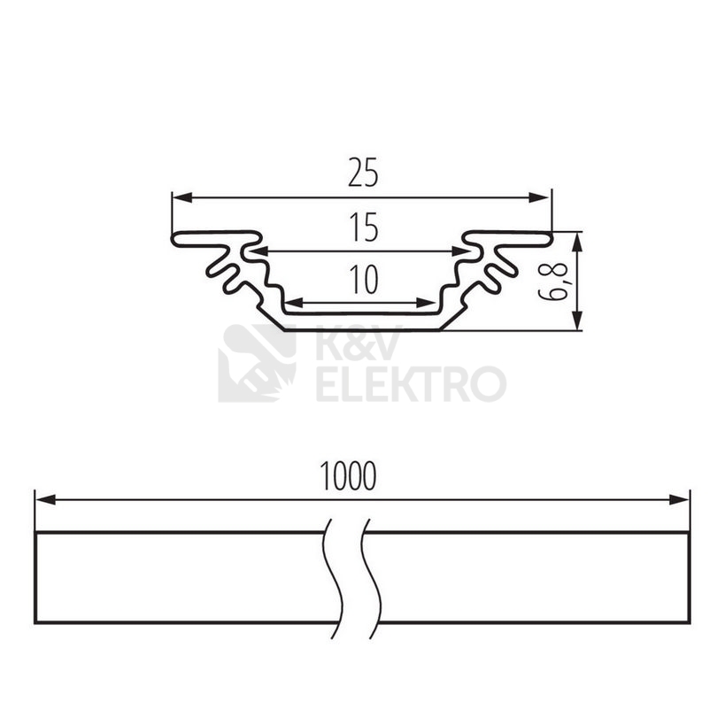 Obrázek produktu Hliníkový profil Kanlux pro LED pásky PROFILO E bez difuzoru 1m 19164 2