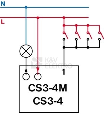 Obrázek produktu Multifunkční relé pod vypínač ELEKTROBOCK CS3-4M 1