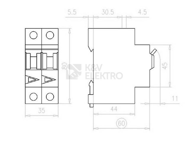 Obrázek produktu Jistič EATON PL7-6/2/C 6A PL7-C6/2 263356 1