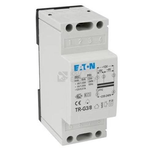 Zvonkový transformátor EATON TR-G3/8 230V/4/8/12VAC 8VA 272481