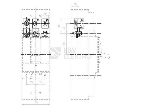 Obrázek produktu Tunelová svorka (sada) 3pól 16-185mm2 Cu EATON NZM2-XKA 271457 1