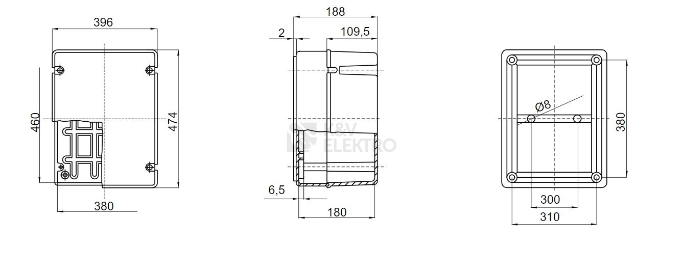 Obrázek produktu Rozvodná krabice GEWISS GW44221 474x396x188mm IP56 na omítku 1